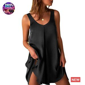 Satin Nightgown Sleeveless V Neck Elegant Minimal Chic Lounge Sleepwear